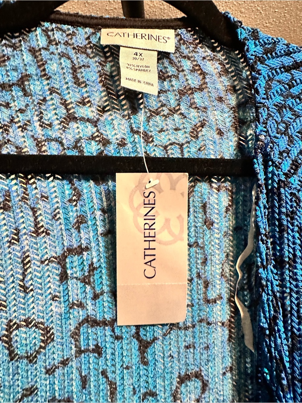 Catherines 4X Blue Black Ombre Open Front Textured Knit Cardigan NWT Plus Size - Picture 6 of 6